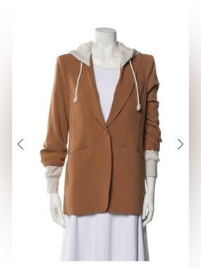 Cinq à Sept Brown Blazer with Hoodie